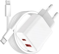 Сетевое зарядное устройство XO CE12, USB-C, 20 Вт + кабель USB-C - Lightning, белый