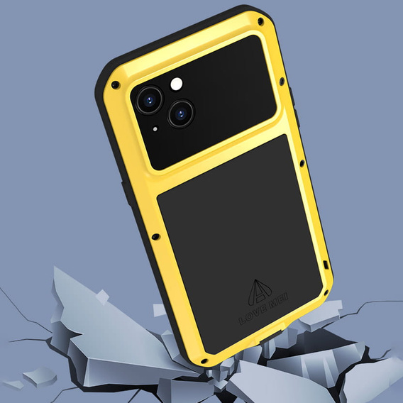 Чехол Love Mei до iPhone 14, armored with glass, жёлтый