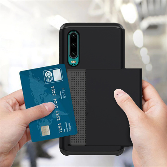 Чехол до Huawei P30, Sliding Card Holder, чёрный