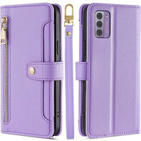 Откидной чехол для Nokia G42, Wallet Zipper Pocket, фиолетовый