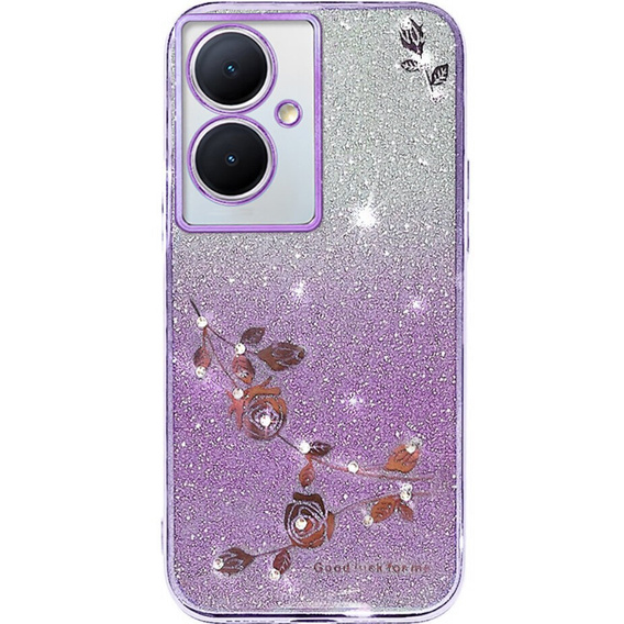 Чехол для Oppo A79 5G, Glitter Flower, фиолетовый