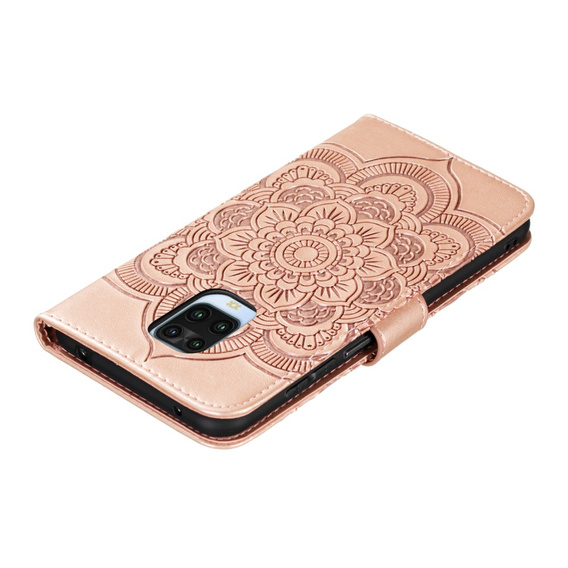 Откидной чехол для Xiaomi Redmi Note 9s/ 9 Pro, Mandala Flower, розовый rose gold