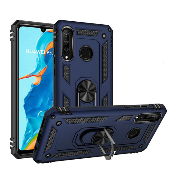 Бронированный Чехол до Huawei P30 Lite, Nox Case Ring, синий