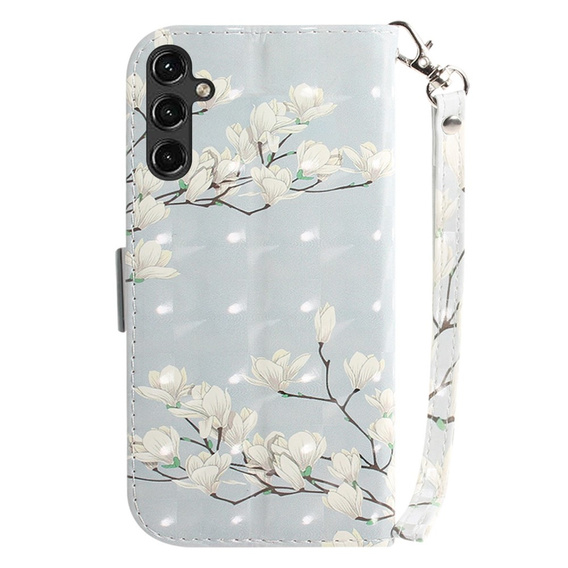 Откидной чехол для Samsung Galaxy A14 4G/5G, Wallet, flowers magnolia, белый