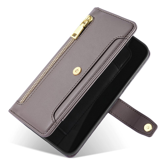 Откидной чехол для OnePlus 12 5G, Wallet Zipper Pocket, серый