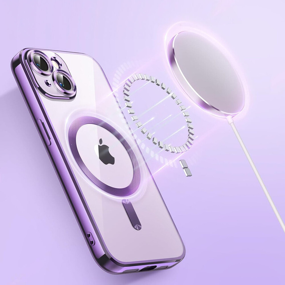 Чохол для iPhone 13, Electro MagSafe, фіолетовий + Скло на екран