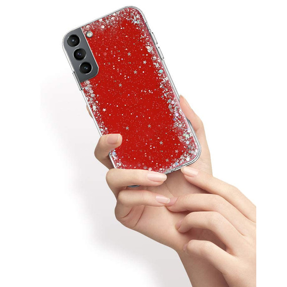 Чехол до Samsung Galaxy S21+ Plus, Glittery, красный