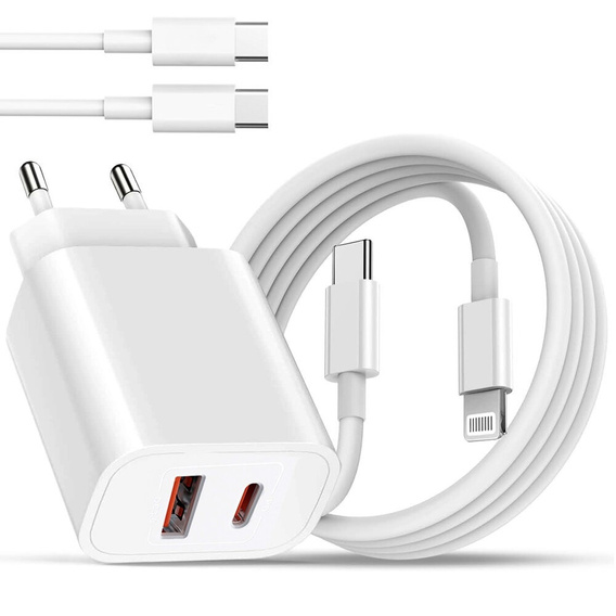 Сетевое зарядное устройство XO CE12, USB-C, 20 Вт + кабель USB-C - Lightning, белый