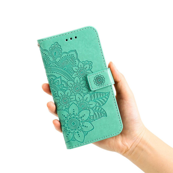 Откидной чехол для Xiaomi Redmi Note 12 5G / POCO X5 5G, Mandala Flower, зелёный