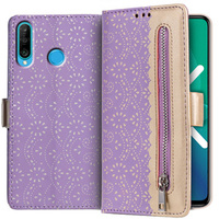 Чохол-кришка для Huawei P30 Lite, Wallet Pocket Zipper Lace, фіолетовий