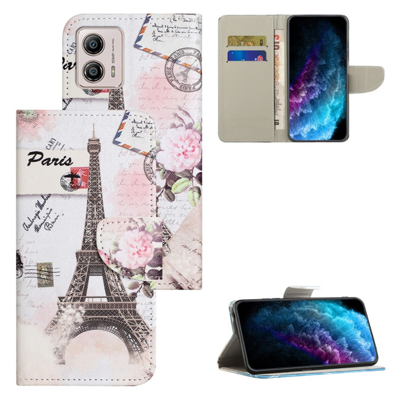 Чохол-книжка для Motorola Moto G73 5G, Wallet, Eiffel Tower, білий