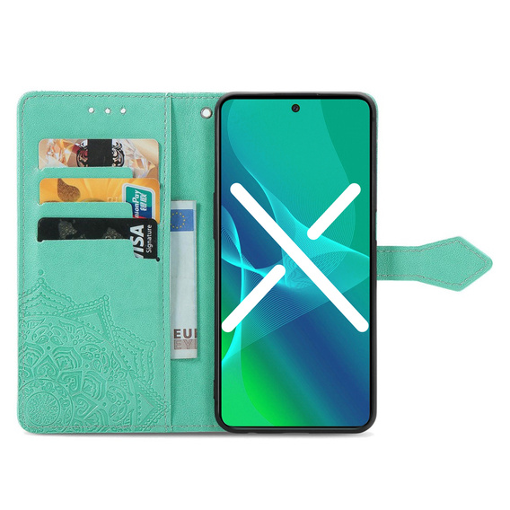 Откидной чехол для Xiaomi 12T / 12T Pro, Mandala, зелёный