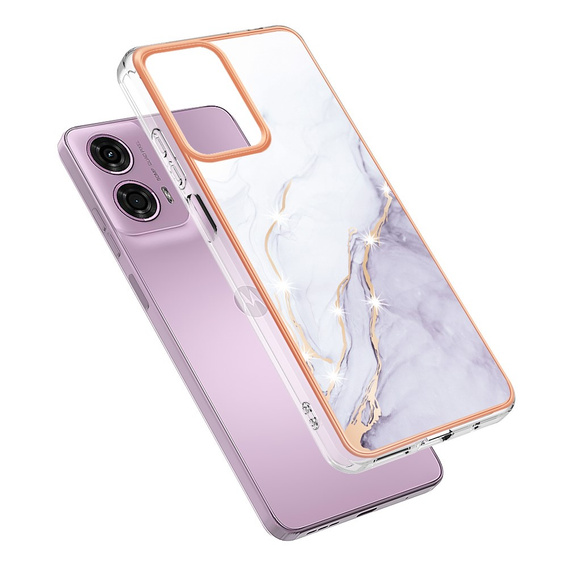 Защитный чехол для Motorola Moto G24 / G24 Power / G04, Marble Slim Case, белый