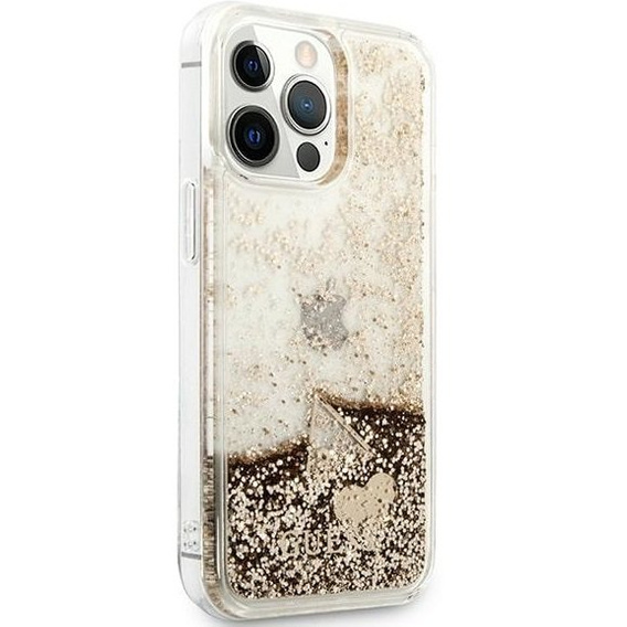 Чехол GUESS до iPhone 14 Pro, Liquid Glitter Charm Hardcase, золотой