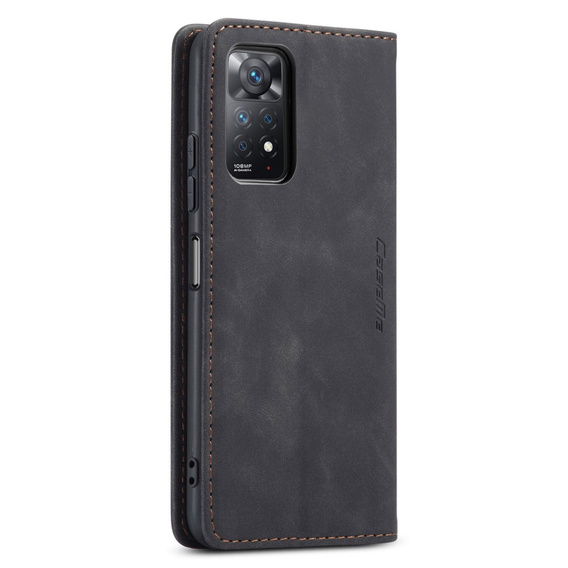 Чехол CASEME для Xiaomi Redmi Note 11 Pro 4G/5G, Leather Wallet Case, чёрный