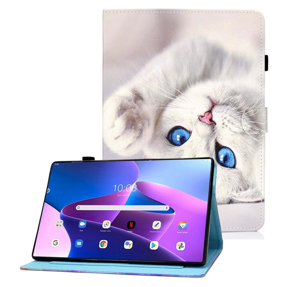 Чoхол до Lenovo Tab M10 Plus 10.6 Gen 3 125F/128F, Stand Case Card Slot, white cat