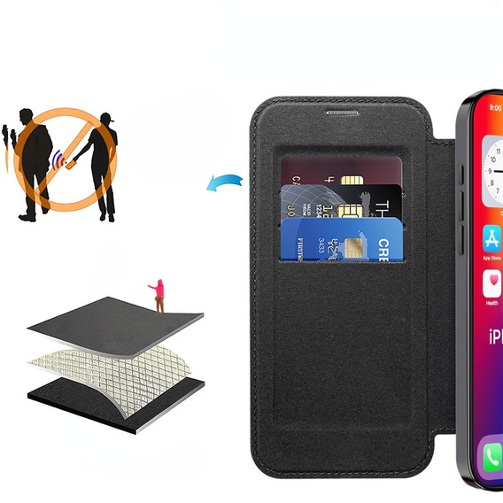 Чохол-книжка для iPhone 16 Pro, RFID Wallet MagSafe CamShield, чорний