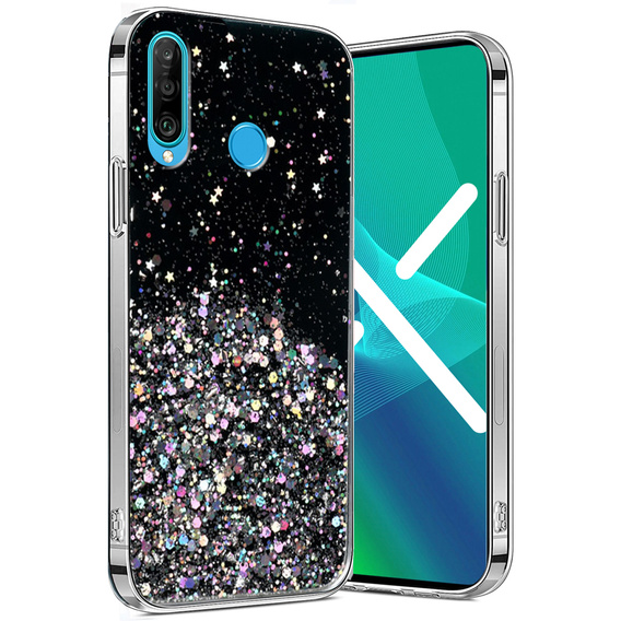 Чехол до Huawei P30 Lite, Glittery, чёрный