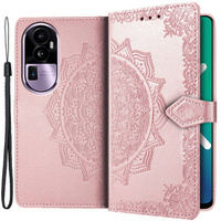 Откидной чехол для Oppo Reno 10 / 10 Pro, Mandala, розовый rose gold