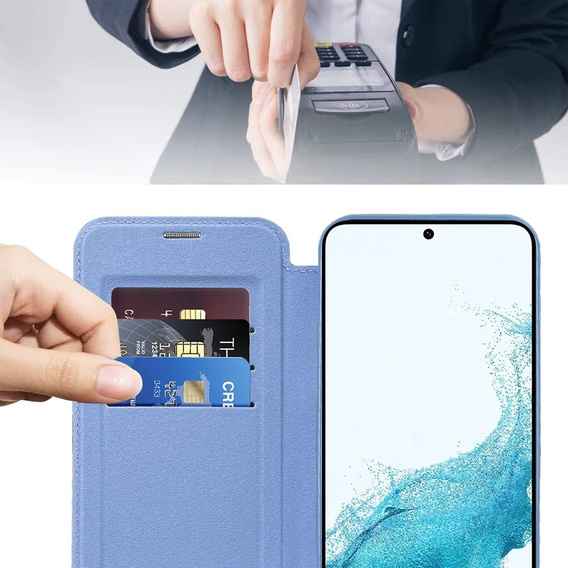 Откидной чехол для Samsung Galaxy S22 5G, RFID Wallet MagSafe CamShield, синий