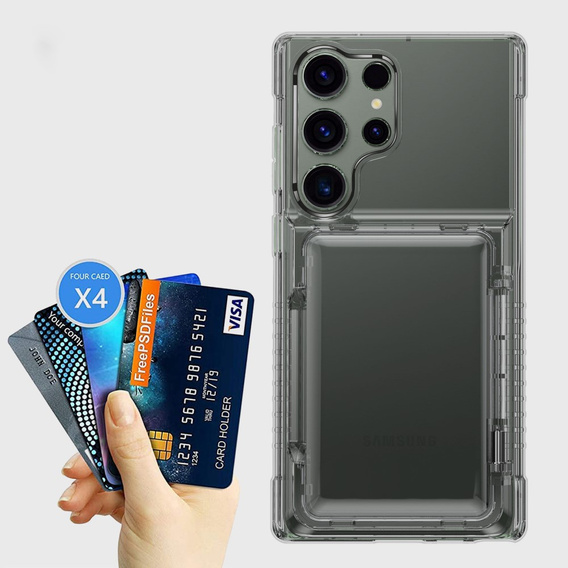 Чохол для Samsung Galaxy S24 Ultra, Card Holder, прозорий / чорний