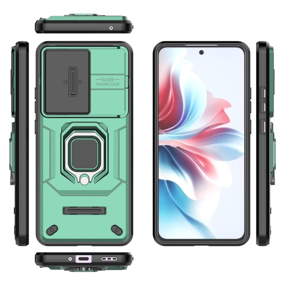 Чехол для Oppo Reno 11F 5G, KickStand Camera Lens, зелёный