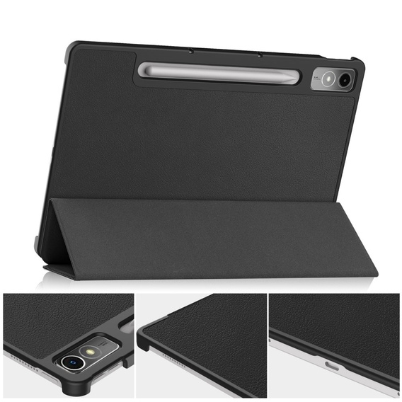Чехол Smartcase для Lenovo Tab P12, трехсекционный с местом для стилуса, черный