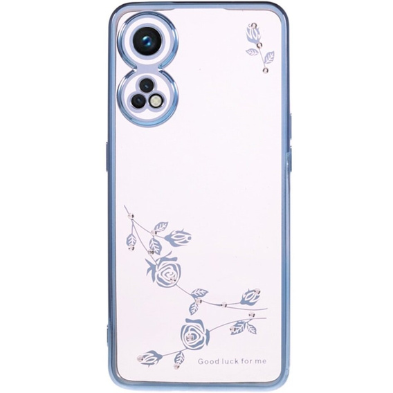 Чехол для Oppo Reno8 T 4G, Glitter Flower, синий