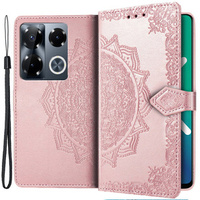 Откидной чехол для Infinix Note 40 Pro Plus, Mandala, розовый rose gold