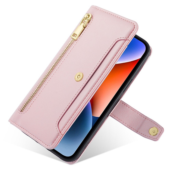 Откидной чехол для Oppo A78 4G, Wallet Zipper Pocket, розовый