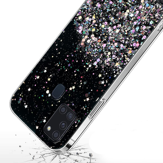 Чoхол до Samsung Galaxy A21S, Glittery, чорний