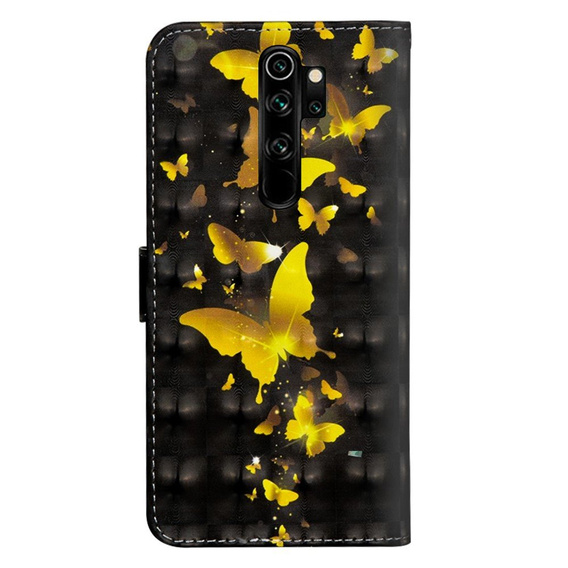 Откидной чехол для Xiaomi Redmi Note 8 Pro, Wallet Butterfly, золотой