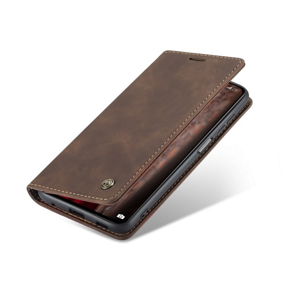 Чехол CASEME для Xiaomi Redmi Note 10 Pro, Leather Wallet Case, кофе