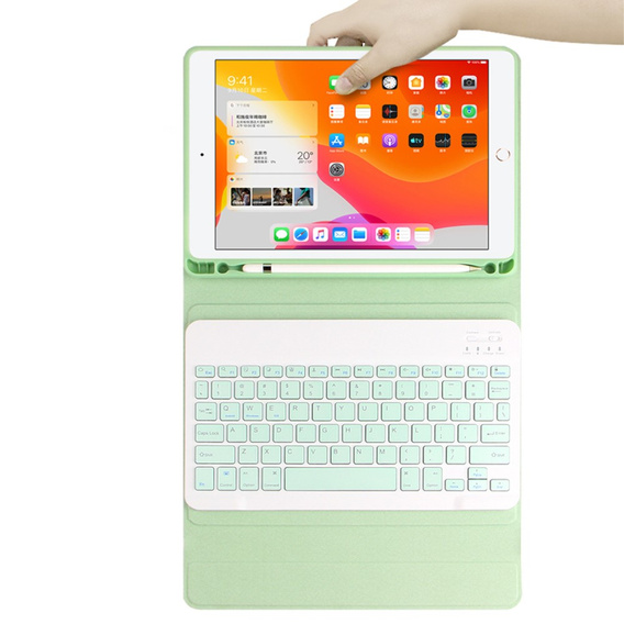 Чехол + клавиатура iPad 10.2 7/8/9 gen 2019/2020/2021, Keyboard Cover Pen Slot, зелёный