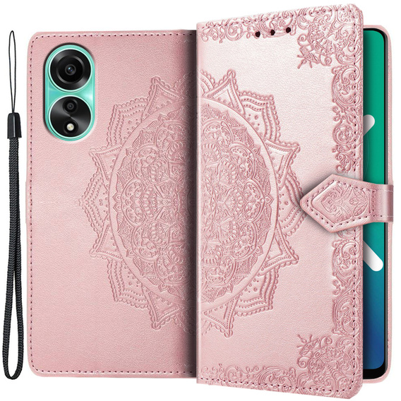 Откидной чехол для Oppo A78 4G, Mandala, розовый rose gold