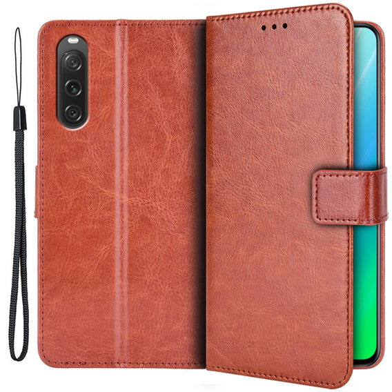 Футляр з клапаном для Sony Xperia 10 V, Crazy Horse Wallet, коричневий