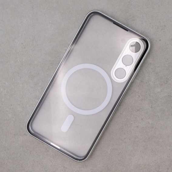 Магнітний чохол Dual Glass MagSafe для Samsung Galaxy S23+ Plus, сріблястий