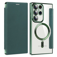 Чохол-книжка для Samsung Galaxy S23 Ultra, RFID Wallet MagSafe CamShield, зелений