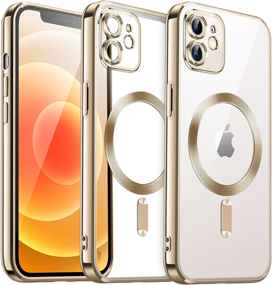 Чехол для iPhone 12, Electro MagSafe, золотой + стекло для экрана