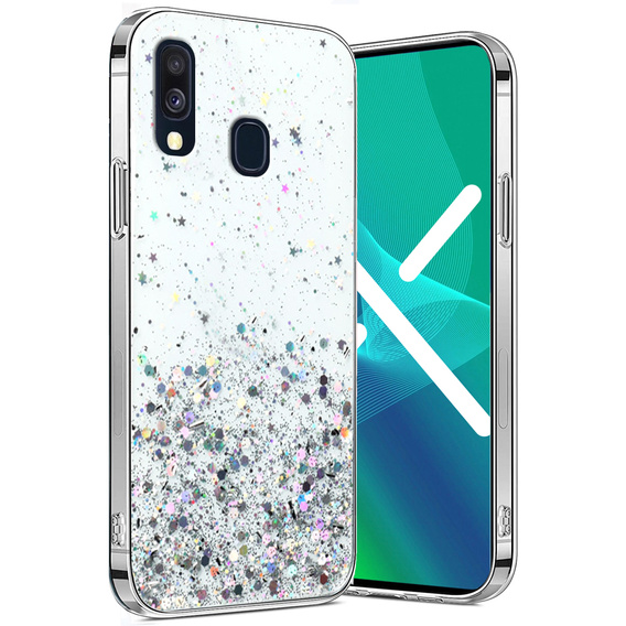 Чехол до Samsung Galaxy A40, Glittery, прозрачный