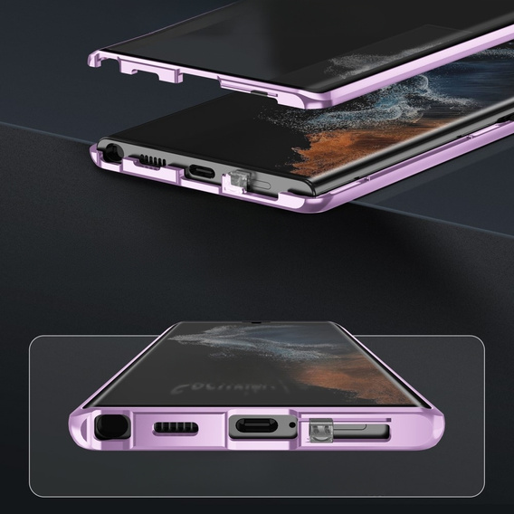 Чохол для Samsung Galaxy S23 Ultra, Magnetic Dual Glass, фіолетовий