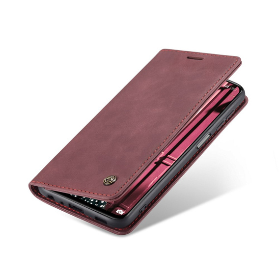 Чехол CASEME для Xiaomi Redmi Note 10 / 10S, Leather Wallet Case, бордовый