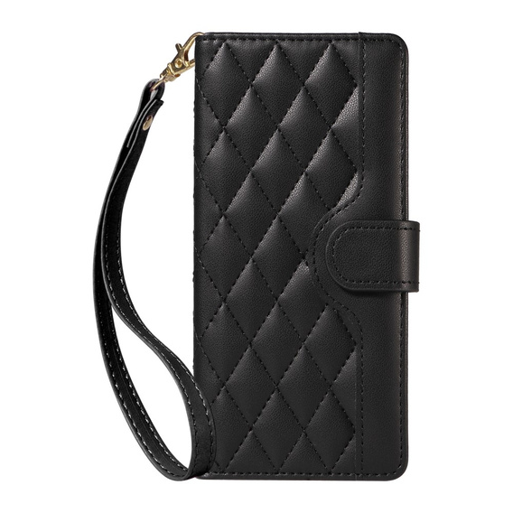 Чохол-сумка для Motorola Edge 50 Neo, Rhombus Crossbody Leather, чорний