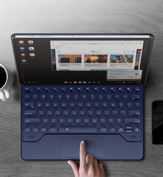 Чехол-клавиатура для Samsung Galaxy Tab S10+/ S9+/ S8+/ S7+/ S7 FE, Dexnor Magnetic Keyboard Touchpad, синий