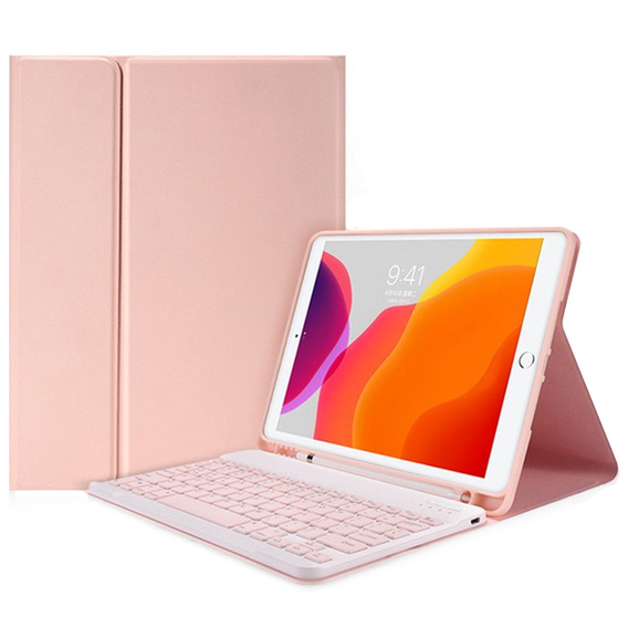 Чохол + клавіатура iPad 7/8/9 10.2 2021 / 2020 / 2019, Pen Slot, рожевий rose gold