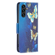 Чохол-книжка для Samsung Galaxy A15, Wallet, golden butterflies + скло 9H  