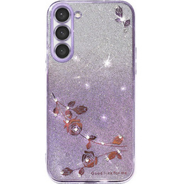 Чохол для Samsung Galaxy S23, Glitter Flower, фіолетовий