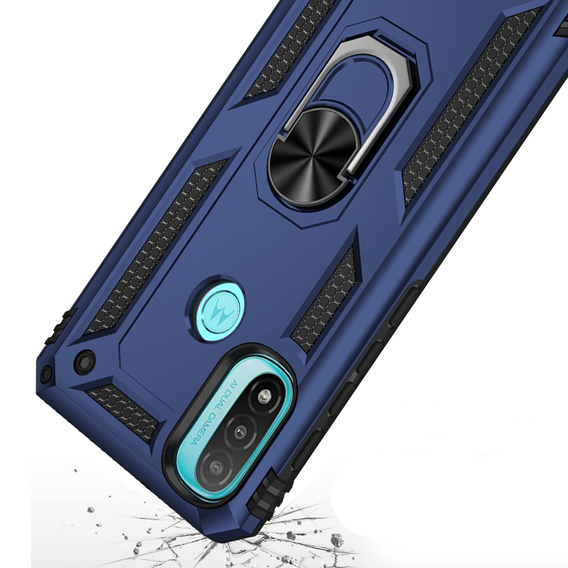 Бронированный Чехол до Motorola Moto E20/E30/E40, Nox Case Ring, синий