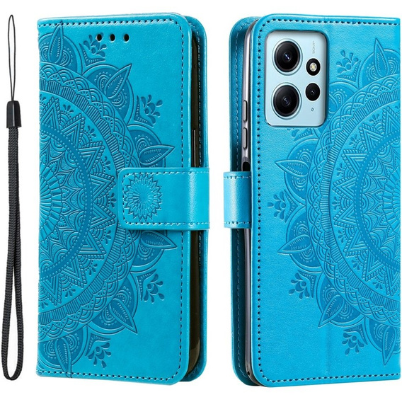 Откидной чехол для Xiaomi Redmi Note 12 4G, Mandala, синий