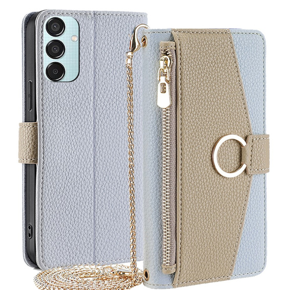 Флип-кейс для Samsung Galaxy M15 5G, Wallet Zipper Pocket, с зеркалом, синий